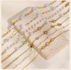 Pearl With Zirconia Beaded Bracelets for Women, Link Chain Bracelet,18k Gold Plated Stack Adjustable Jewelry