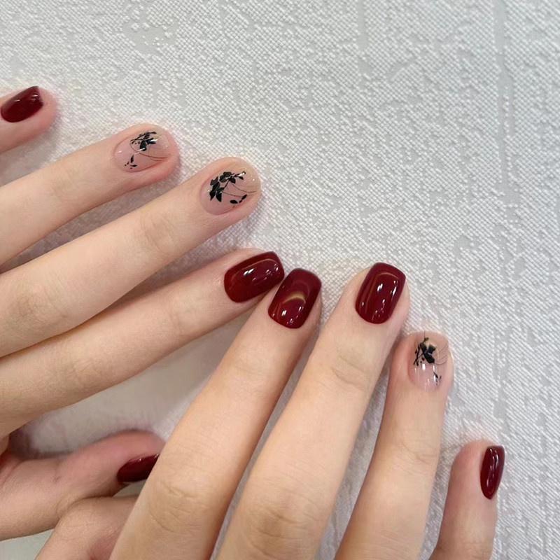 Chinese Style Ink Short Stairs Nail Stickers Factory Direct Sales