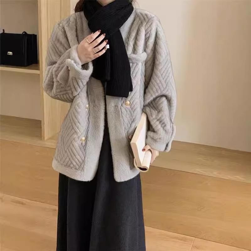 Pelz All-in-One-Mantel für Damen, lang, im neuen koreanischen Stil, Winter, verdickter Nerzimitat, umweltfreundlicher Mantel