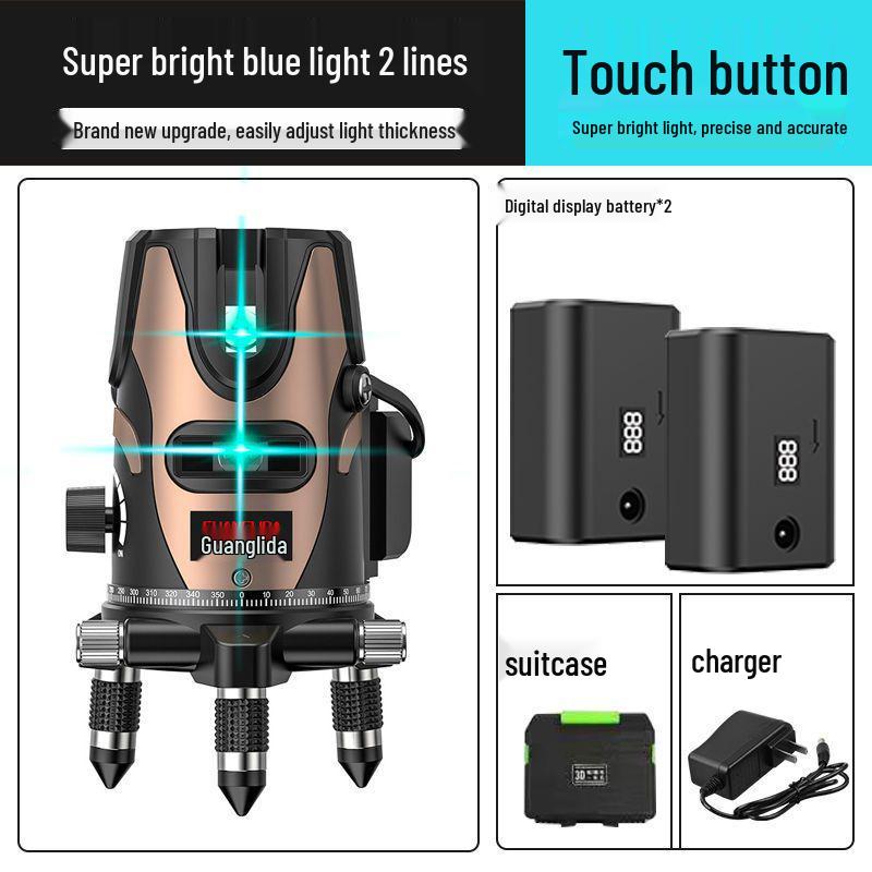 High Precision Outdoor Laser Level with Infrared, Blue, and Green Light - 2, 3 & 5 Lines, Auto-Leveling, Imported LD.