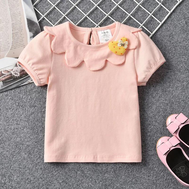 Dámské letní dětské tričko s krátkým rukávem s vlnitým lemem vroubkovaného výstřihu