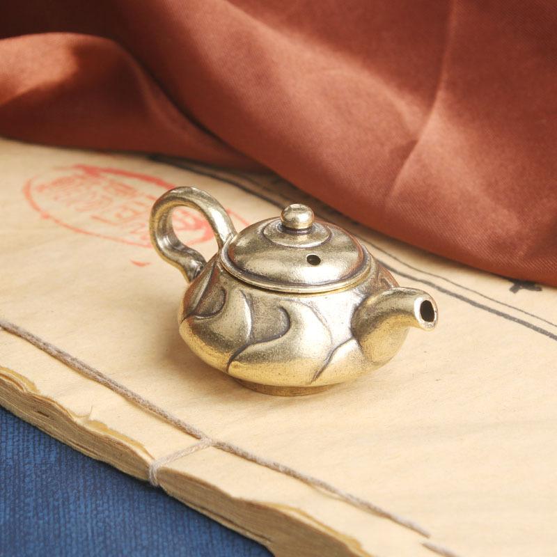 Ορειχάλκινο Τσαγιέρα Διακόσμηση Γραφείου Κινέζικο Ρετρό Μικρό Δοχείο Στολίδια Τσαγιού Χάλκινο Άγαλμα Χειροτεχνίες Χειροποίητα Κομμάτια Παλιά Χάλκινα Σκεύη Wh
