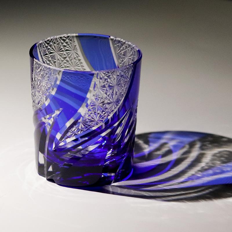 Jinzhi Japanisches Edo-Schliff-Kristallglas Weinglas Whiskey Flammenmuster Handgeschnitzte Schale Leichter Luxus