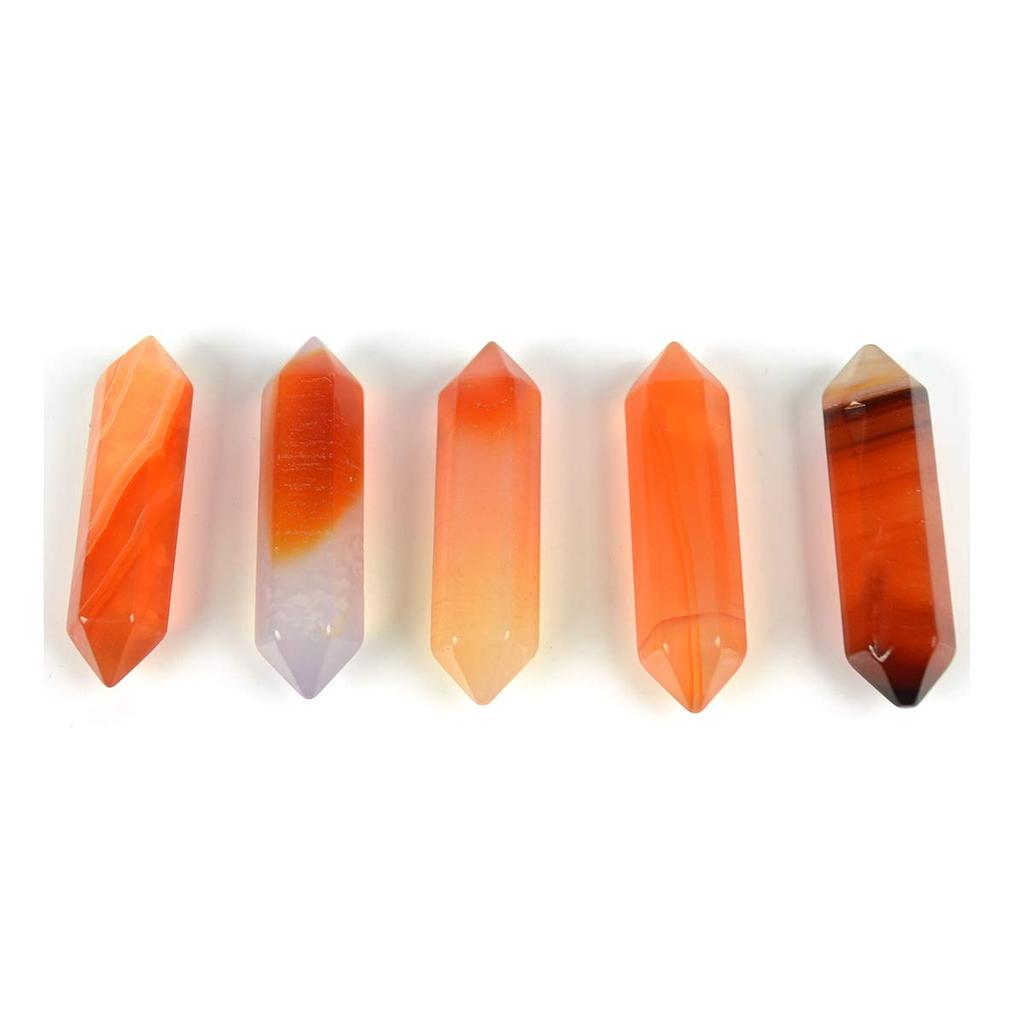 Reiki Crystal Products Natural Crystal Stone Carnelian Double Terminated Pencil/Obelisks for Reiki Grid and Aura Cleaning, Vastu Correction & Cry