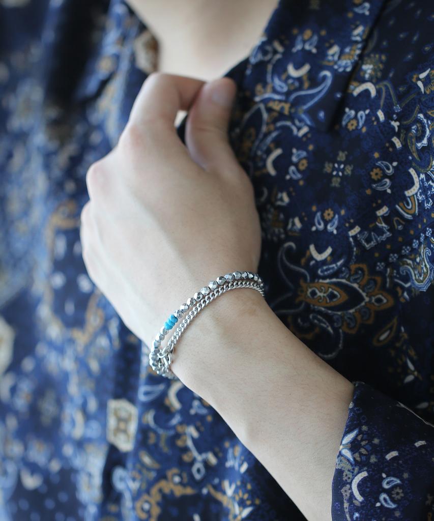 Shoveoff Svb-228 Bead Chain Turquoise Gemstone Layered Bracelet Unisex