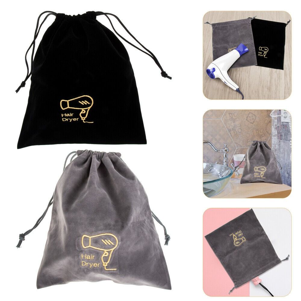 Bag Hair Dryer Pouch Velvet Bag for Jewellery Travel Toiletry Carry Pouch Hair Dryer Drawstring Bag