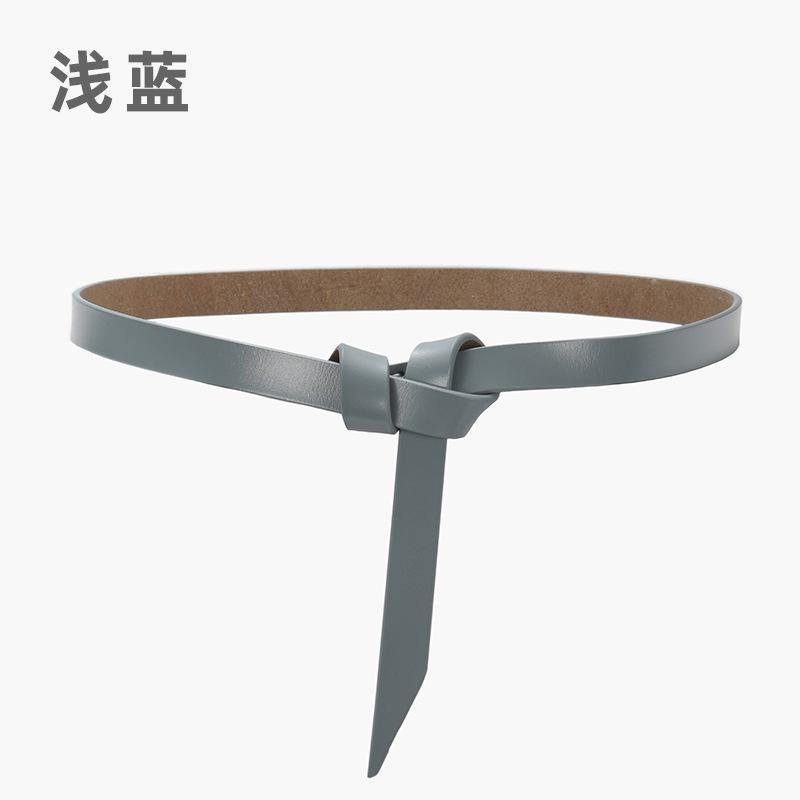 Ladies' New Leather Belt Casual Versatile Pure Cowhide Thin Waistband Knotted Waist With Dress, Suit Waist Cinching Outer Outfit