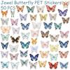 50 Iridescent Butterfly Hot Stamping PET Gem Transparent Stickers for Notebook, Guitar, Phone, Graffiti