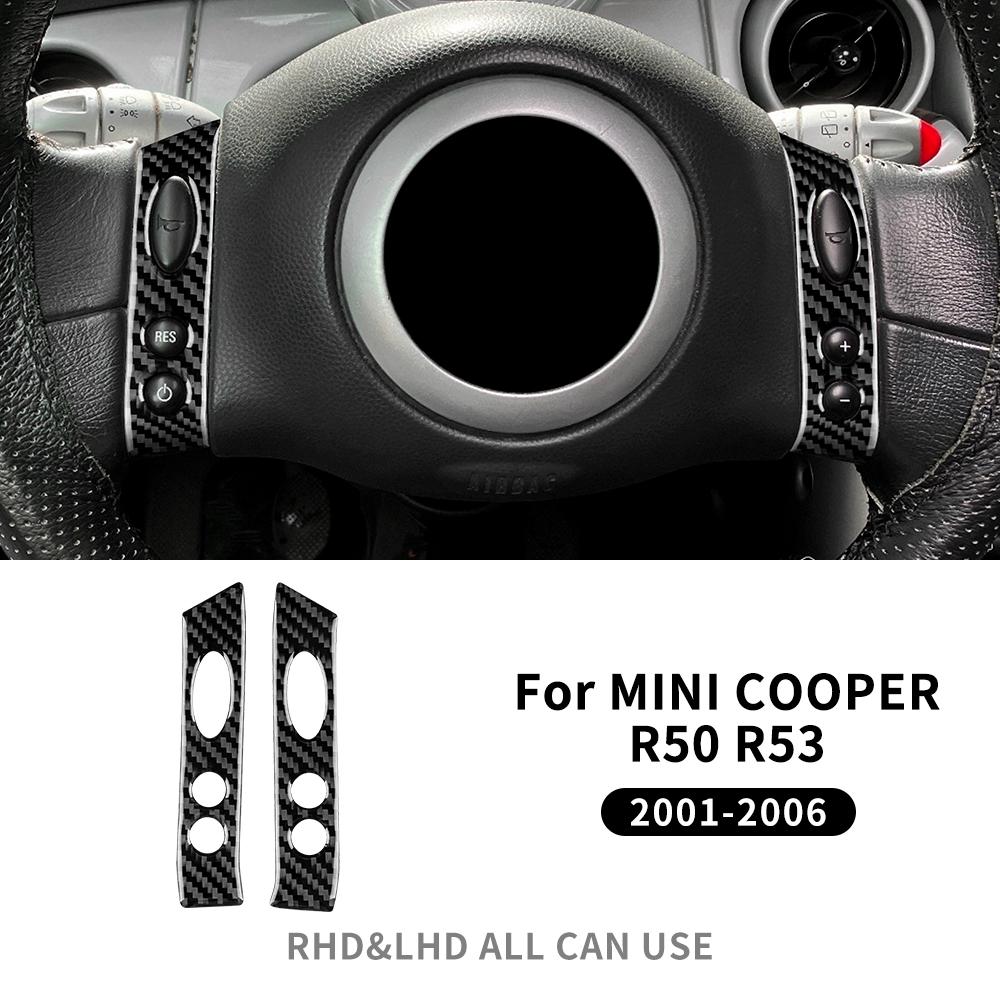For Mini Cooper Hatch One R50 R53 2001-2006 Steering Wheel Button Sticker Strip Soft Carbon Fiber Car Interior Panel Cover Decal