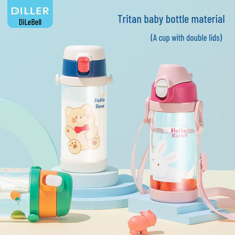 Diller Kids School Water Bottle with Straw & Double Lid