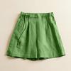 Women's 2024 Summer Multi-Color Cotton Linen Elastic Back Wide-Leg Loose Casual Plus-Size Shorts