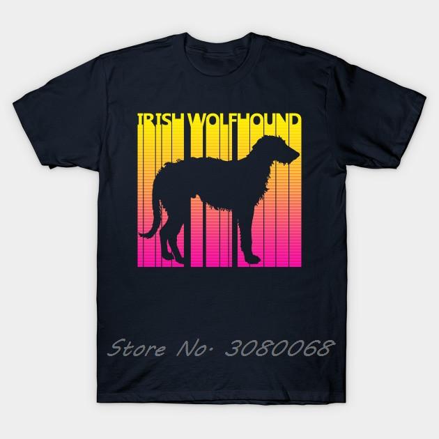 Unisex tshirt Funny Irish Wolfhound Dog Retro 1980s Gift Tshirt Women T Shirt Unisex Cotton Tees Harajuku S