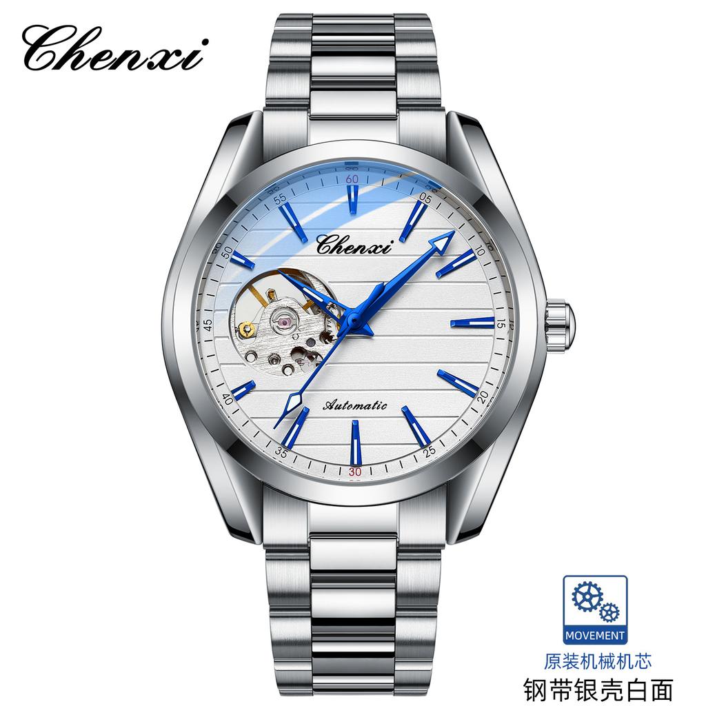 Chenxi Montre Mécanique Automatique Creuse pour Homme Bracelet en Acier Montre Mécanique Mode