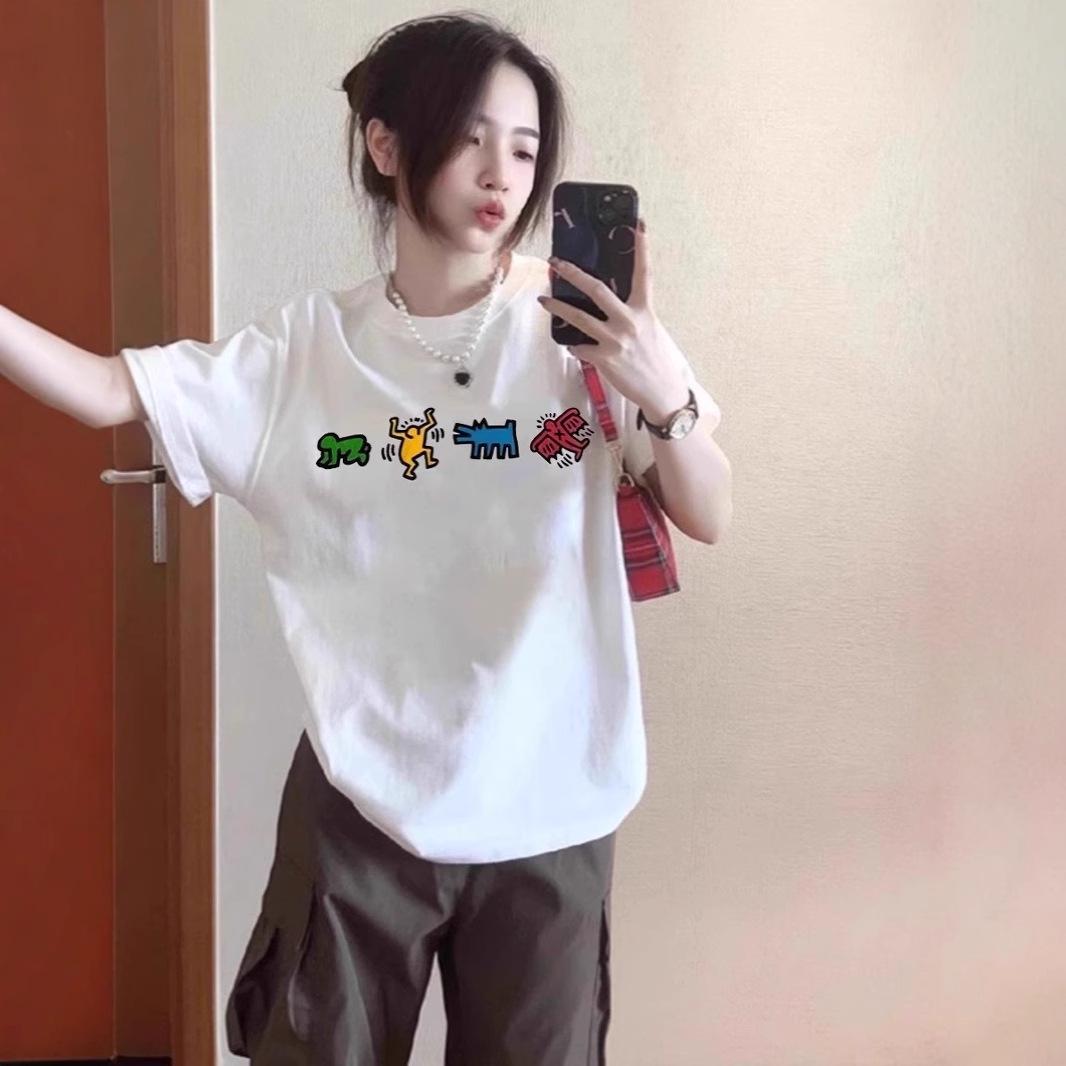 

Модная женская белая хлопковая футболка свободного кроя с коротким рукавом на лето 3XL