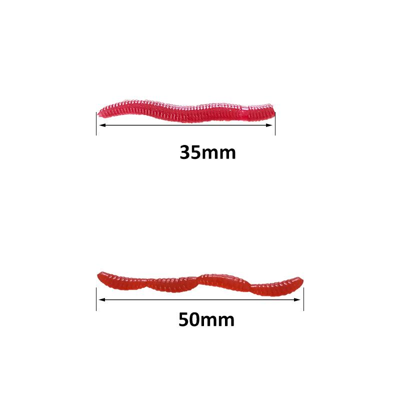 4-Section Soft Simulation Worm Bait, 3.5cm Fishy Red Scent for Crucian Carp
