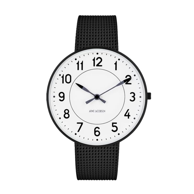 

ARNE JACOBSEN watch 40mm nordic design Daily life waterproof (Quiet design without second hand) STATION 53412-2010 white black mesh belt