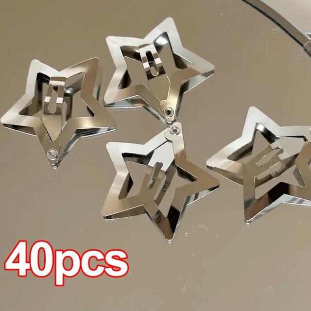 2/4/10/20/40/50/100pcs Silver Color Star Hair Clips for Girls Filigree Star Metal Snap Clip Hairpins Barrettes
