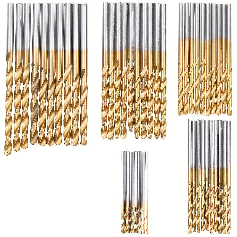 50pcs Titanium Coated High-Speed Steel Drill Bit Set - Suitable for Metal and Wood 1-3mm Carbon Steel, Round Shank, Spiral Flute Design, Mixed Sizes