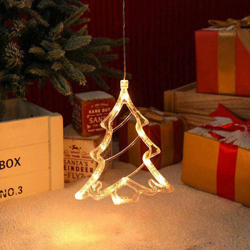 LED Christmas Decoration Suction Cup Lights: Tree, Bell, Snowman, Reindeer, Snowflake, Star, Heart Lantern.