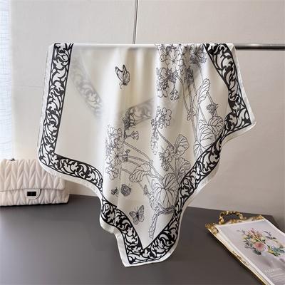 Luxury Brand Simple Print 70cm Square Scarves Women's Silk Scarf Bandana Small Neckties Hairbands Foulard Shawl