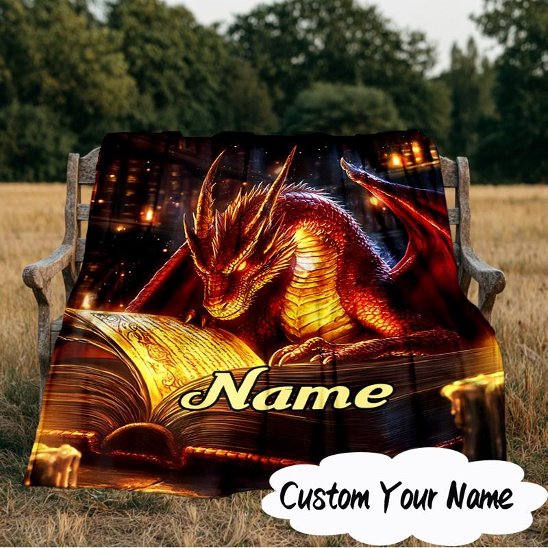 Custom Name Dragon Tales books Blanket  Ideal Bedding Blanket Perfect for Travel, Camping, Living Rooms, Offices, Sofas, Fan Christmas gift