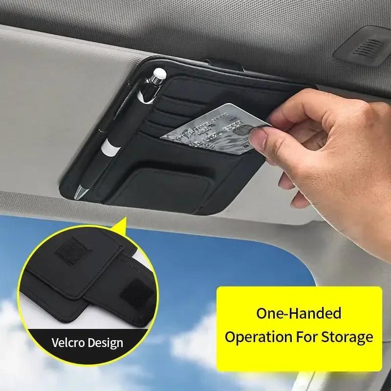 Car Document Storage Pouch Pen Holde Accessories Car Sun Visor Organizer Multi-Pocket Auto Interior Accessories Pocket Organizer