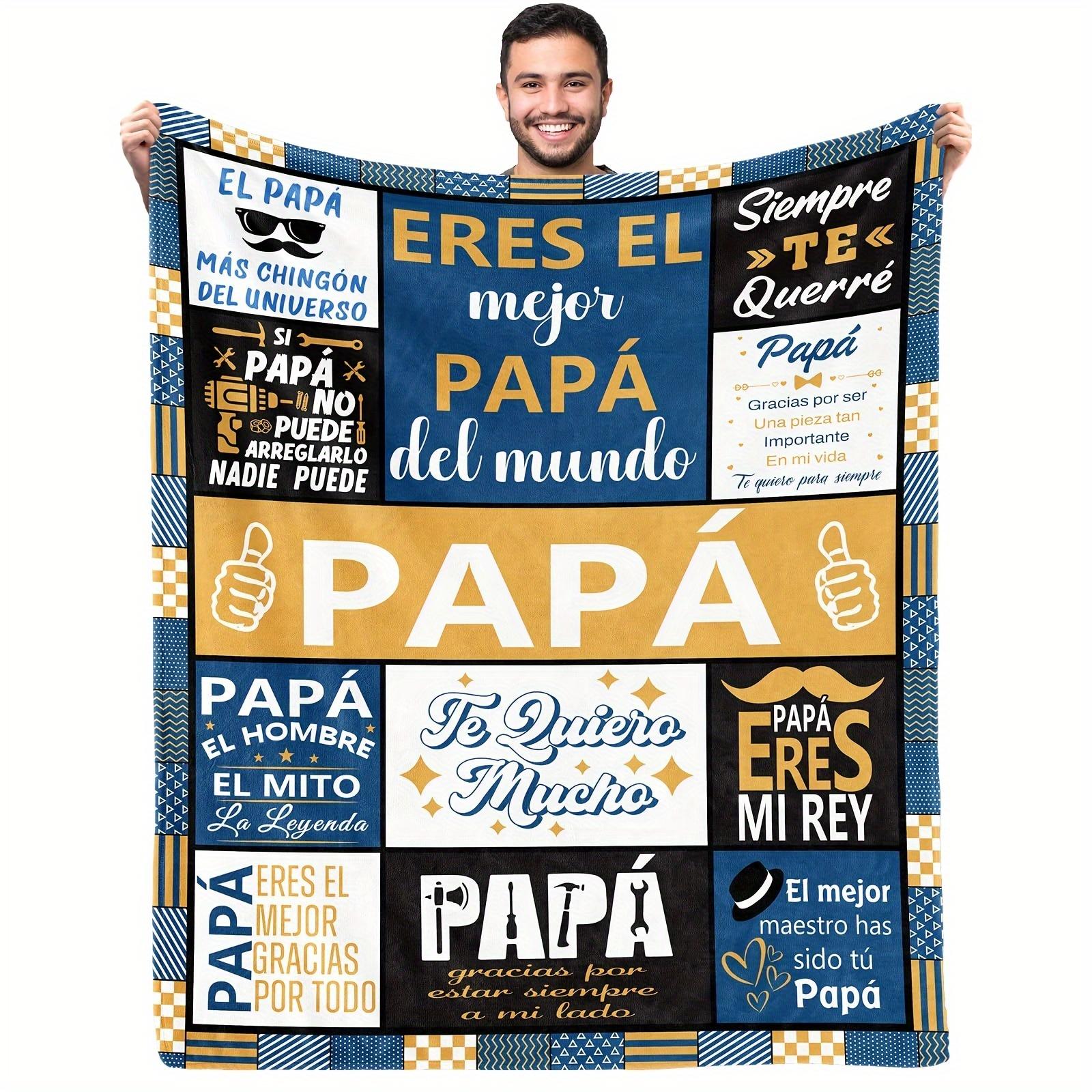 

Modern Dad Theme Four Seasons Soft Flannel Blanket Machine Washable White with Colorful Spanish Love Phrases and Fun Patterns 75x100cm (30x40inch)