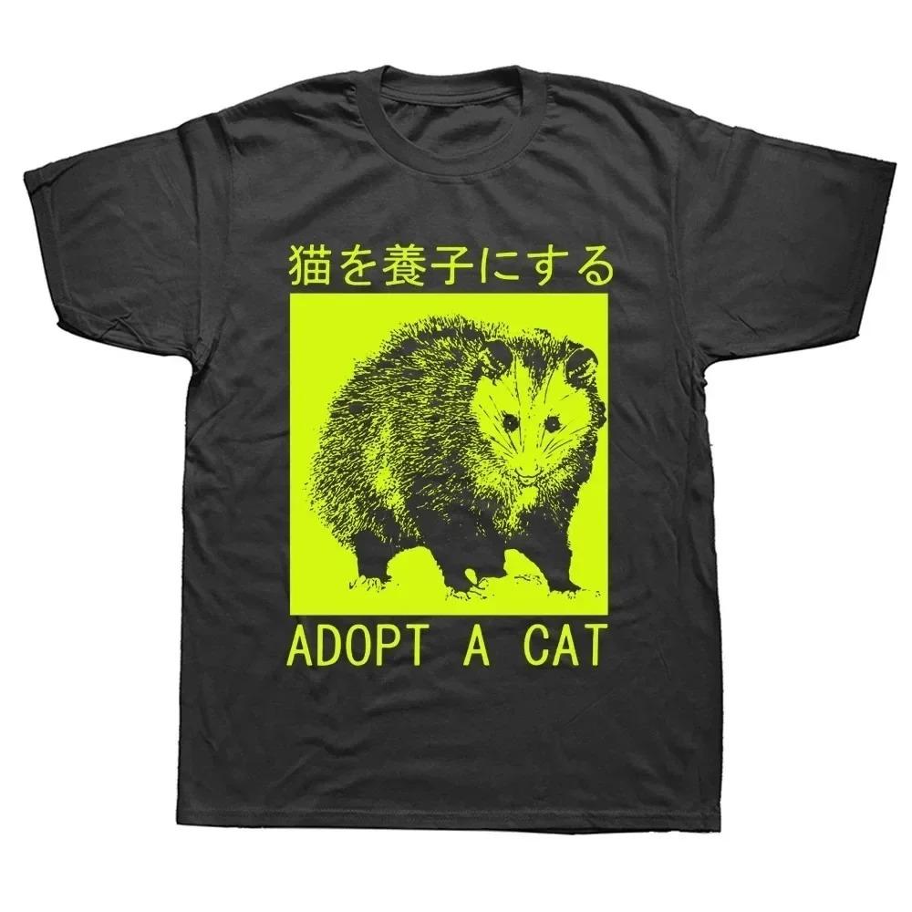 

Adopt A Cat Opossum Japanese T Shirts Graphic Women Streetwear Short Sleeve Birthday Gifts Summer Style Tshirt Womens Clothing 4XL