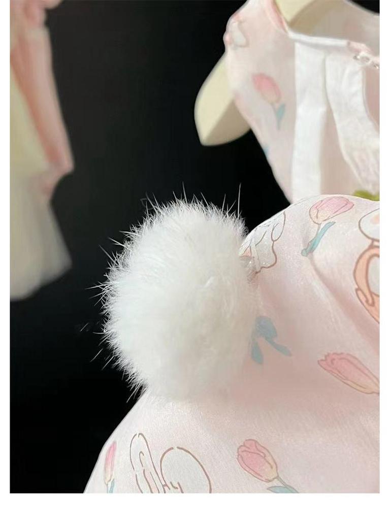 Baby Girl Summer Sleeveless Romper - Cute Rabbit Design