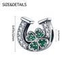 100%Copper Four-Leaf Clover Charms Beads Green Gems Horseshoe Lucky Charms Fit 3Mm Bracelet Diy For Women Jewelry