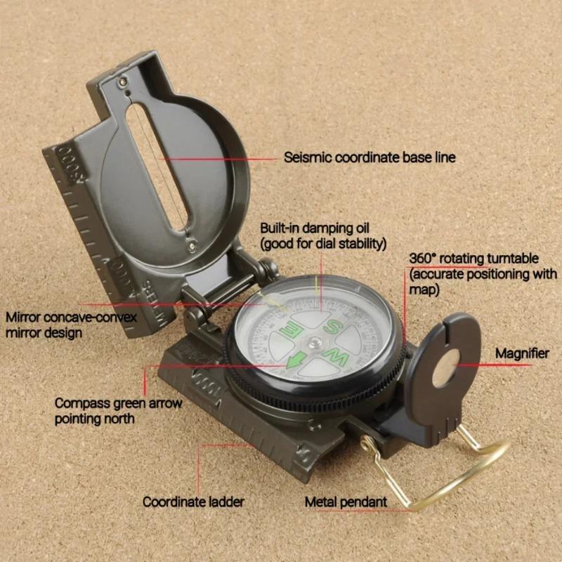 High-precision Wilderness Survival Compasses, Military Compasses, Fluorescent Waterproof Geological Compasses, Outdoor Equipment