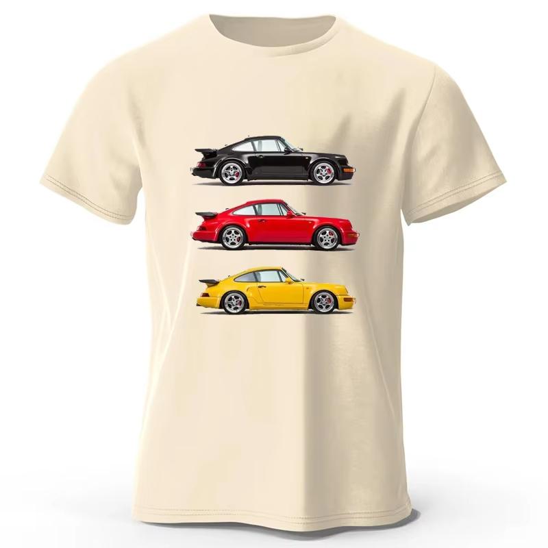 Car Racing Classic Graphic T-Shirt Short Sleeve Cotton Tee Oversized Tops Summer Harajuku Streetwear Men's Clothing