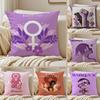 International Women's Day Cushion Cover Silky Short Plush Sofa Pillow Cover Hidden Zipper Soft Dustproof Case for Home Decor