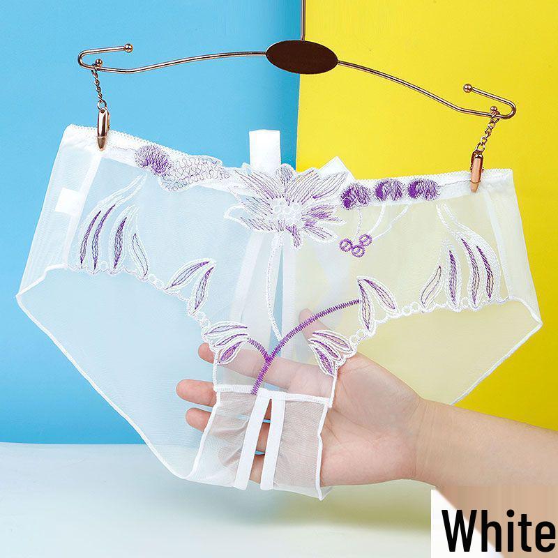 Yan Beiwei Plus Size Open Crotch Lace Lingerie - Transparent One-Piece Panties for Women