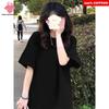 100% Cotton Black T-shirt Women's Summer 2025 New Solid Color Short Sleeves Casual Round Neck T-shirt Y2k Tops Female Clothing