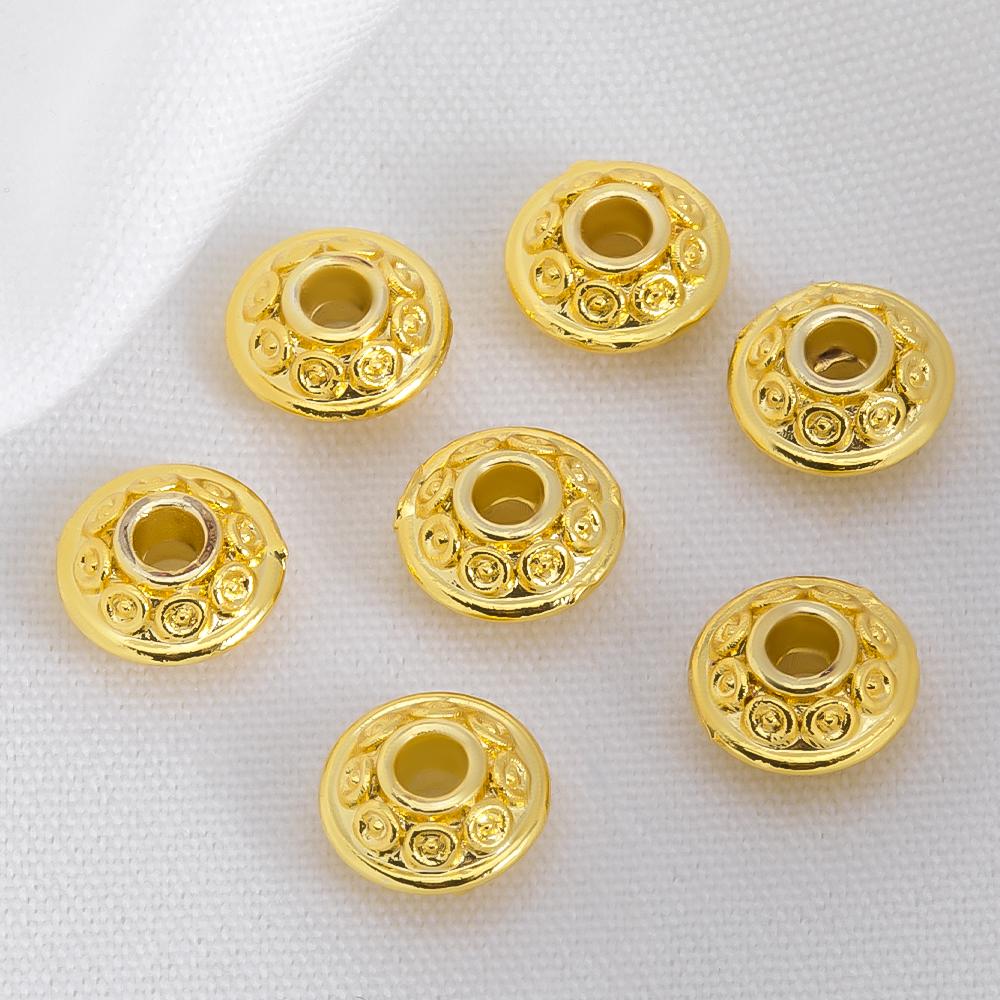10pcs/lot Textured Saucer Shaped Copper Spacer Beads Lantern Beads Bracelet Necklace Separator DIY Beading Jewelry Accessories