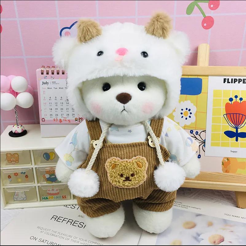 30cm Doll Clothing Soft Bear White Brown Cosplay Kawaii Toy Anime Accessories Set Cute Cartoon Friend Birthday Gift