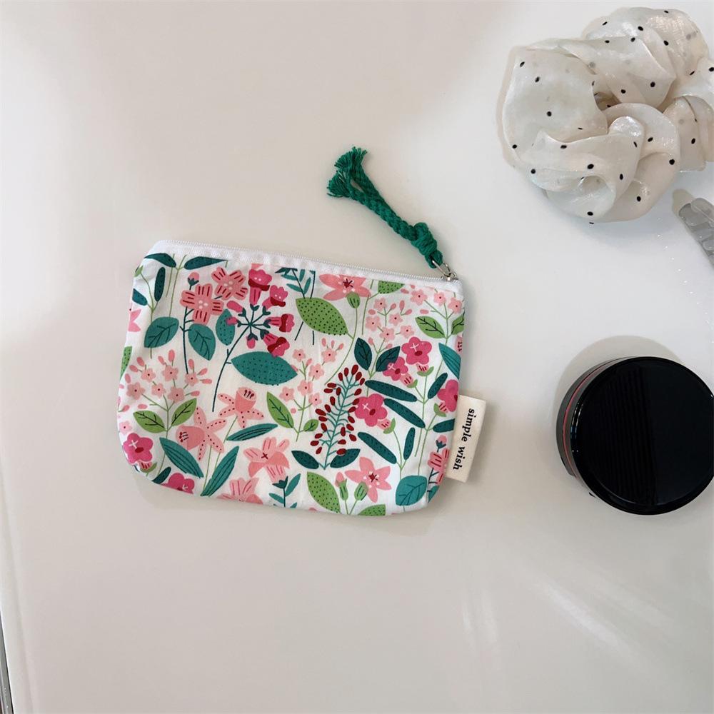 Mini Cotton Floral Organizer Bags for Women Bag Small Fabric Cosmetic Make Up Bag Little Purse Coin Pouch Children Cosmetic Case
