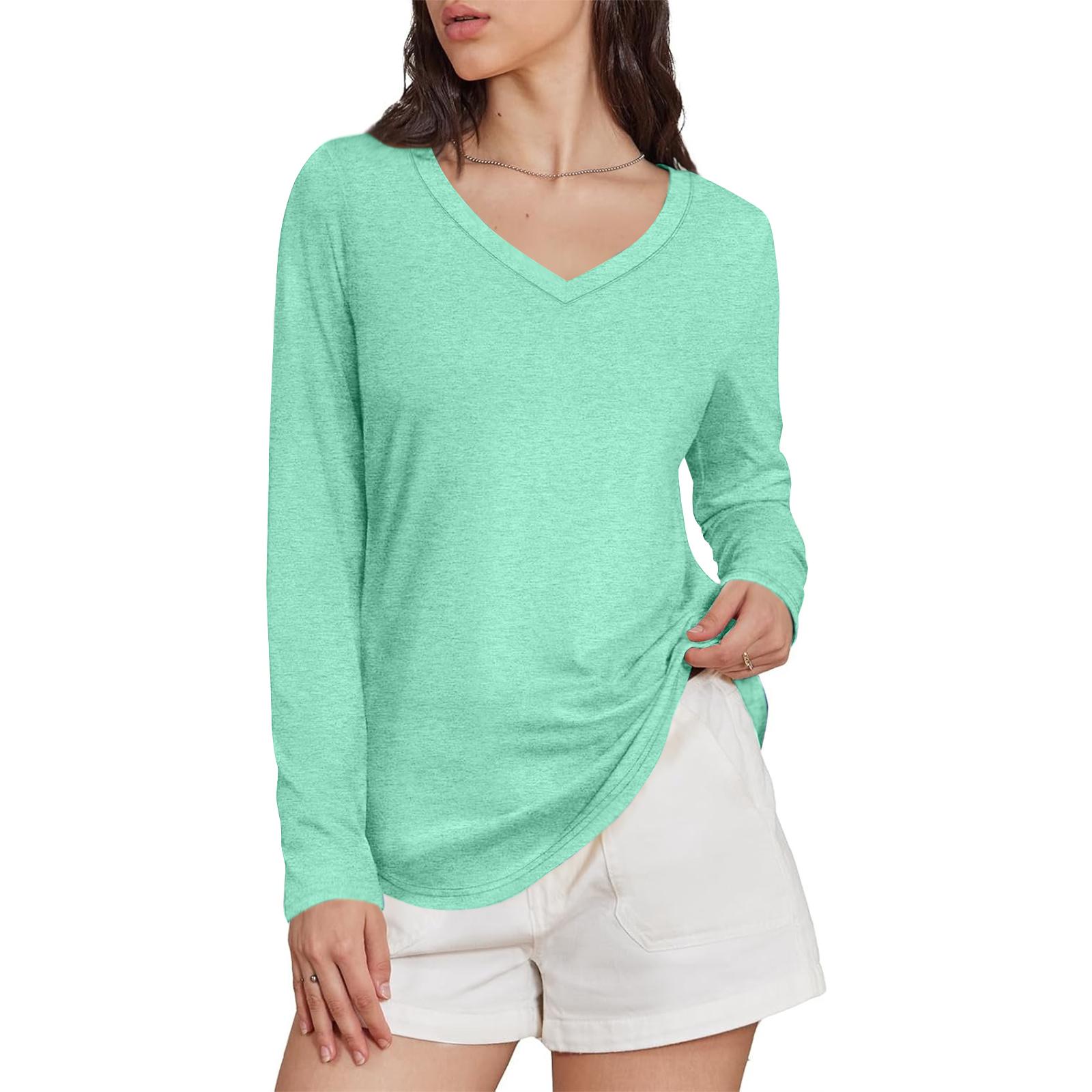 

Women s Fashion Casual Solid Color Long Sleeve Loose Fit Top M зелёный