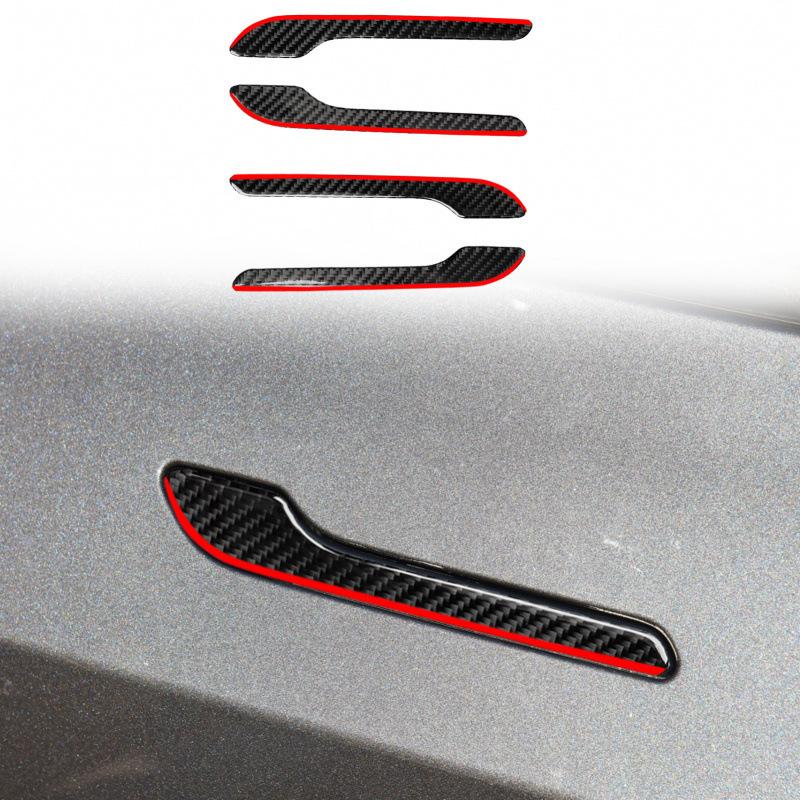 For Tesla Model 3/Y 2017-2022 carbon fiber exterior handle decoration sticker car modification