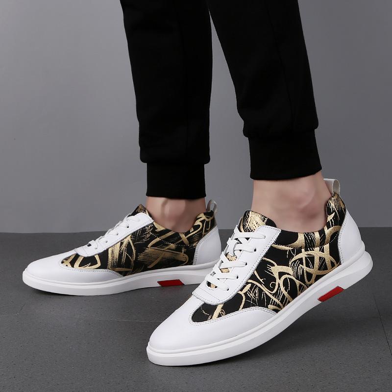 Men's shoes trendy shoes trendy sports and leisure shoes cowhide breathable autumn board shoes comfortable and versatile