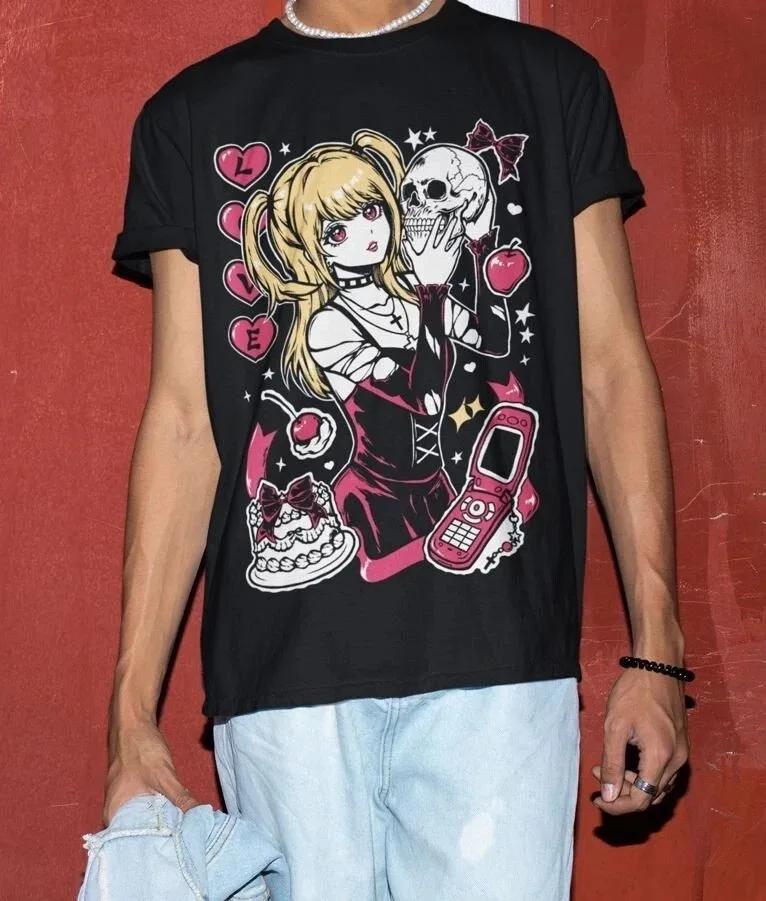 Death Note Misa AUnisexe T-Shirt Unisexga Anime Tee Unisex Sommer Baumwolle Bequem Locker Lässig Mode Oberteil T-Shirts