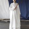 Women Chinese Style Stand Dress Long Sleeve Button Robes Spring Solid Color Vintage A-Line Dresses