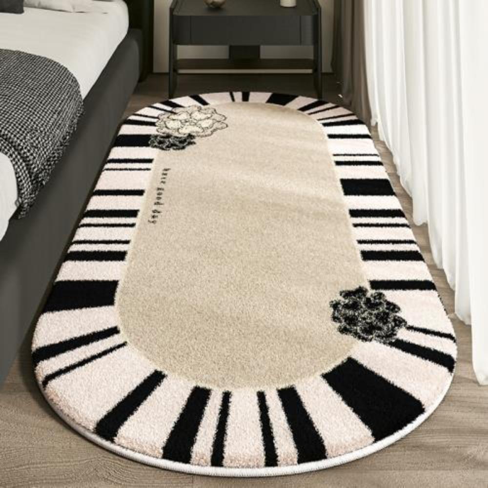 Bedroom Bedside Premium Imitation Cashmere Retro Carpet Machine Washable Thickened Oval Bedside Home Floor Mat Living Room Blanket
