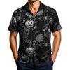 Men's Casual Short Sleeve Halloween Print Button Down Shirt