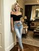 Spring/Summer 2026 Women's High-Waisted Rhinestone Straight-Leg Denim Jeans (Slimming)