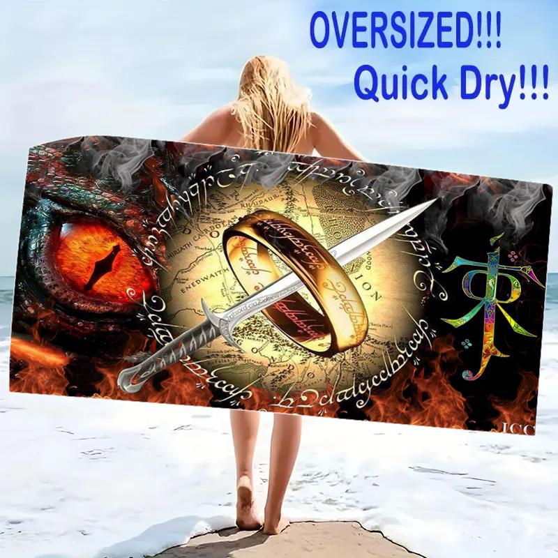 Lord Rings Print Beach Towel, Large Soft Quick Dry Towel for Beach Camping Swimming