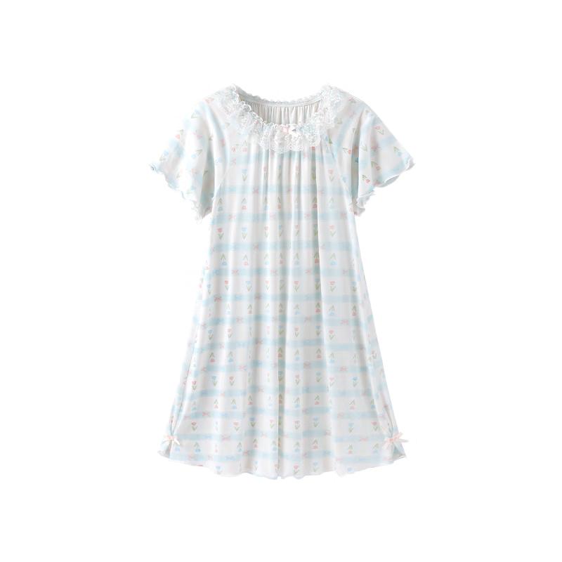YEEHOO Kids 50S Modal Short Sleeve Nightdress 130