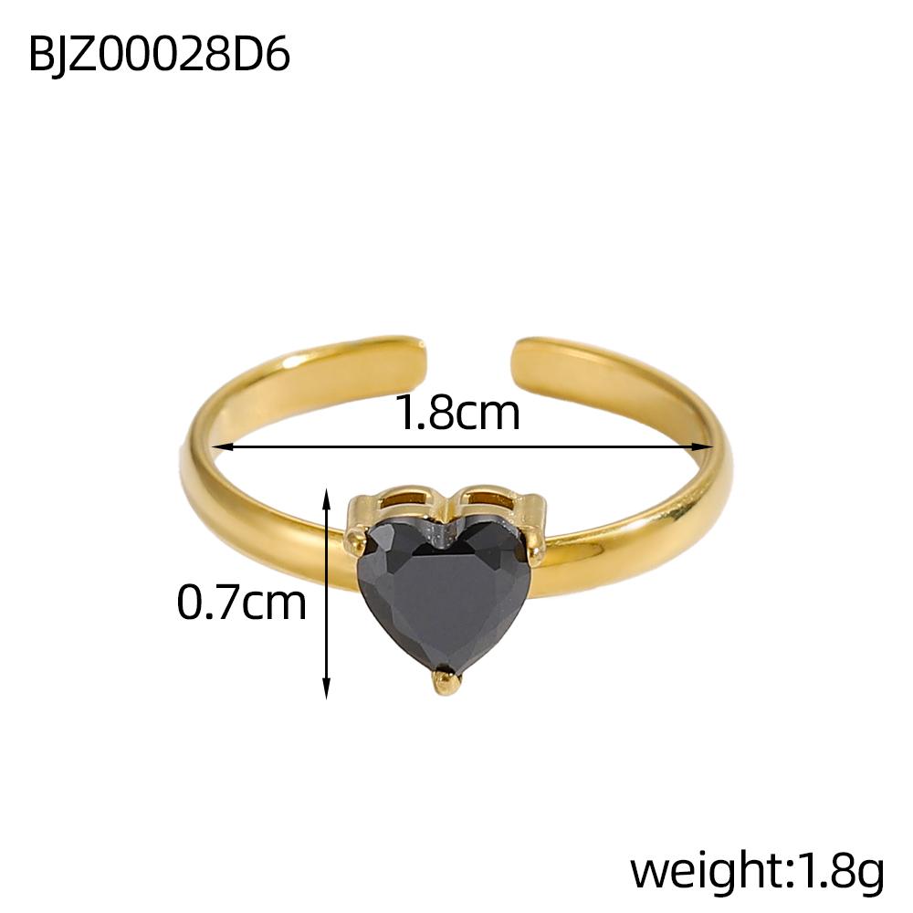 CARLIDANA Minimalist Colourful Cubic Zircon Rings Jewelry Stainless Steel Gold Plated Hot Sale Heart Star Open Rings for Women