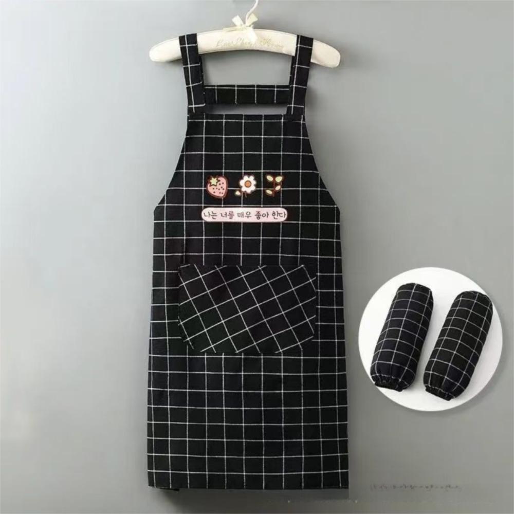 Comfortable Adjustable Cotton Apron with Pocket Waterproof Cooking Apron Breathable Oil Proof Bib Apron Kitchen